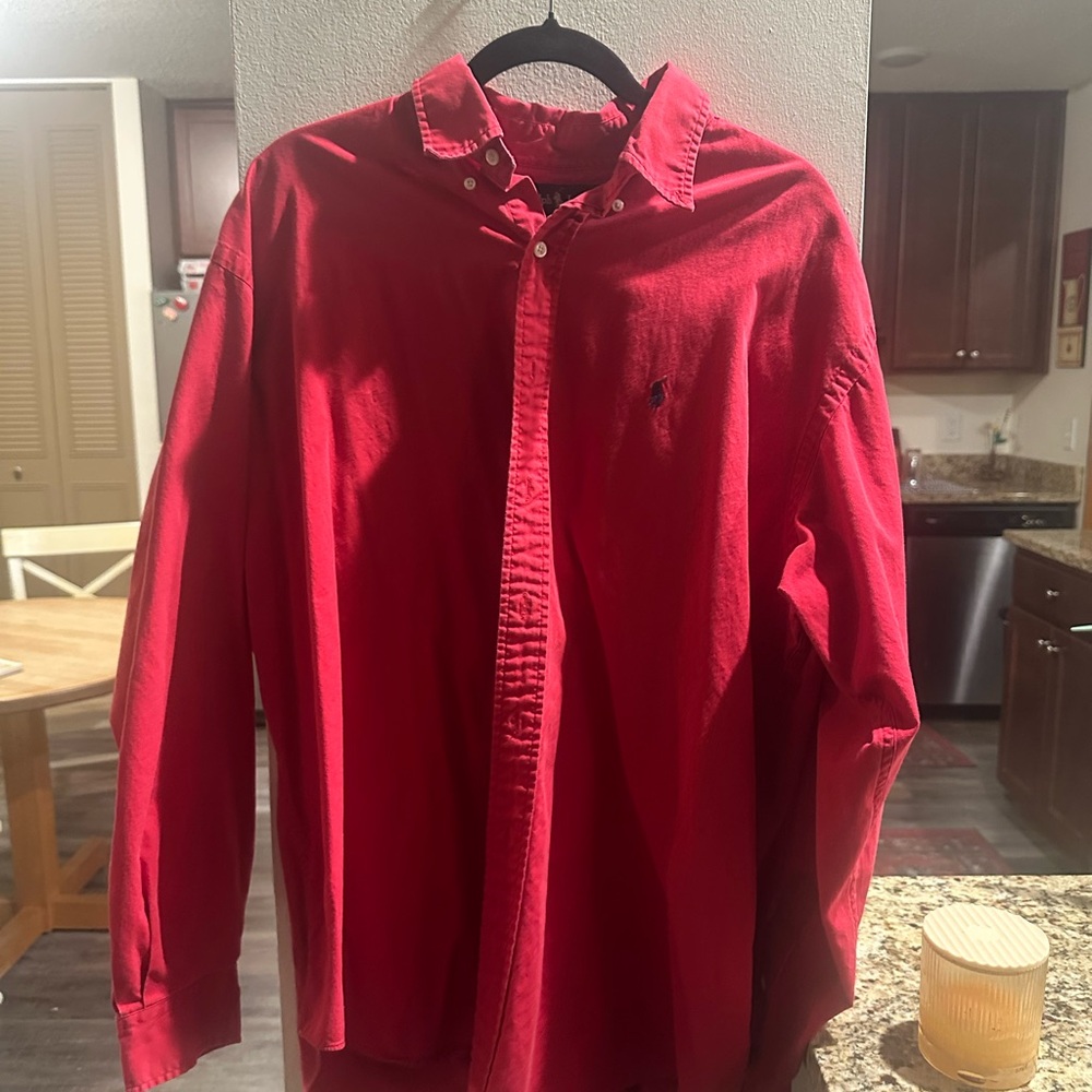 Vintage Ralph Lauren Men's  Red button down Shirt